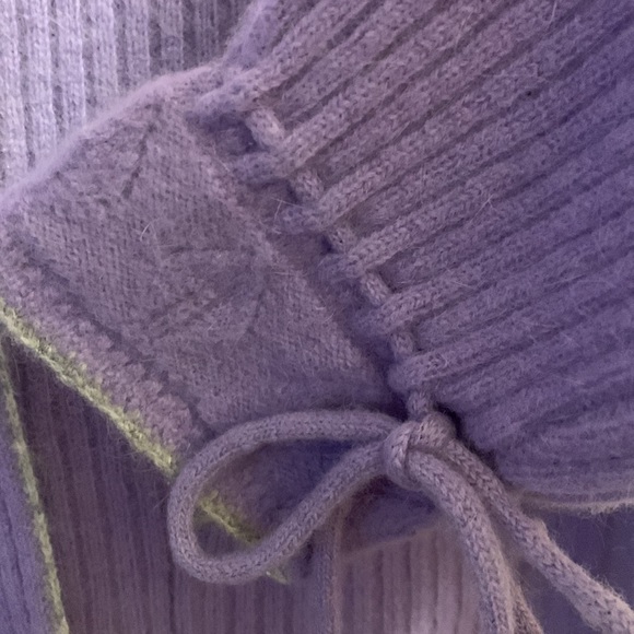 Sydney Easton Purple Lambswool & Angora Cardigan Sweater Pockets Size Small NWT - Picture 5 of 11